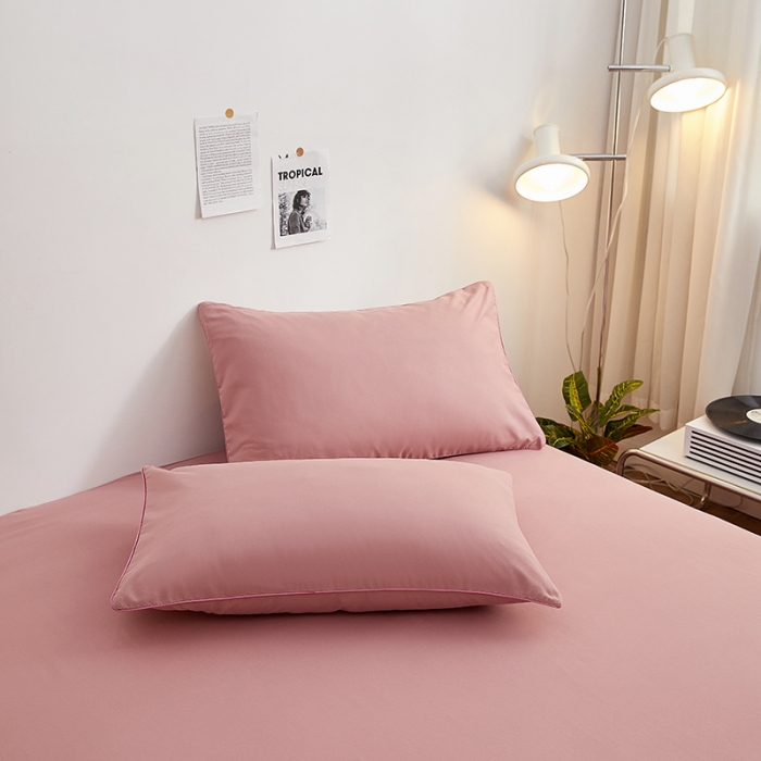 91家纺网 家纺一手货源 找家纺 蓝淋 2022新款亲肤磨毛枕套一对 豆沙色