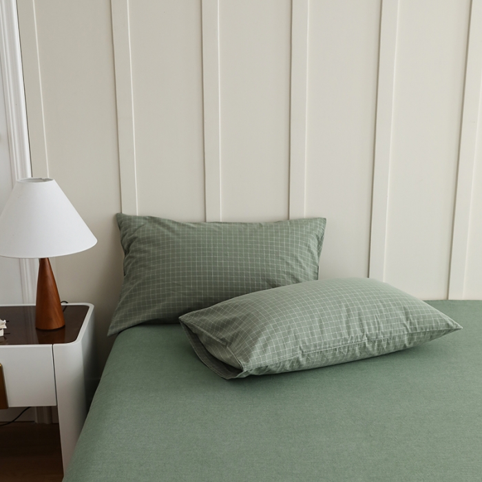 91家纺网 家纺一手货源 找家纺 寐眠2022全棉色织水洗棉夏被子被芯夏凉被四件套-羽丝棉 小绿格