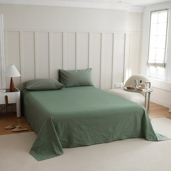 91家纺网 家纺一手货源 找家纺 寐眠2022全棉色织水洗棉夏被子被芯夏凉被四件套-羽丝棉 小绿格