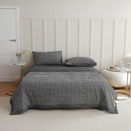 寐眠2022全棉色织水洗棉夏被子被芯夏凉被四件套-羽丝棉 黑白小格
