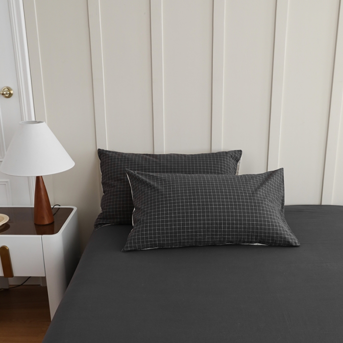 91家纺网 家纺一手货源 找家纺 寐眠2022全棉色织水洗棉夏被子被芯夏凉被四件套-羽丝棉灰白格双拼