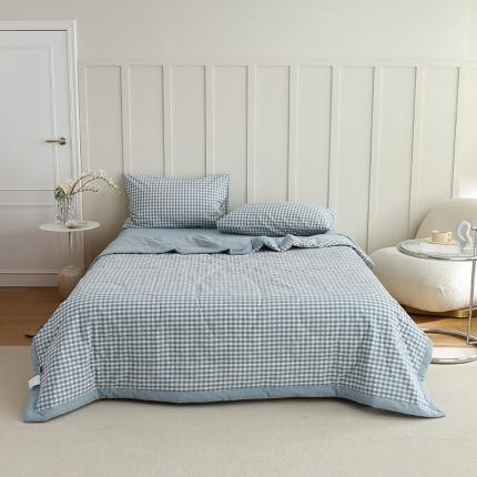 91家纺网 家纺一手货源 找家纺 寐眠2022新款全棉色织水洗棉夏被子被芯（棉花芯） 蓝小格