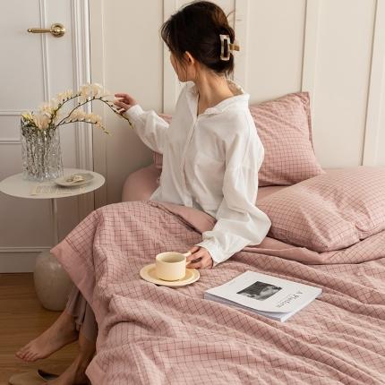 91家纺网 家纺一手货源 找家纺 寐眠2022新款全棉色织水洗棉夏被子被芯（棉花芯） 小粉格