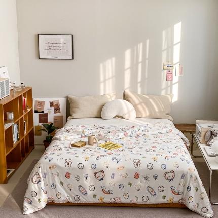 91家纺网 家纺一手货源 找家纺 心卓婴童馆 2022新款针织棉夏被春秋被冬被 彩虹熊-白