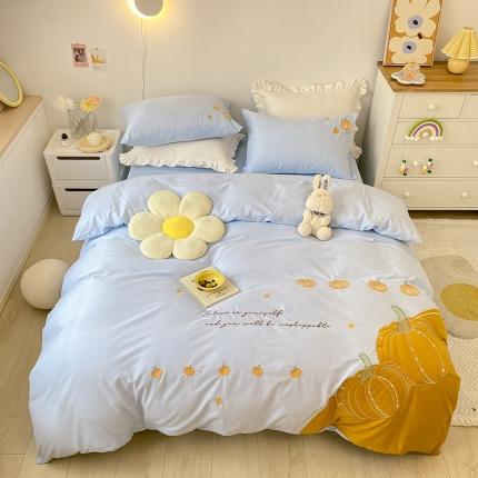 91家纺网 家纺一手货源 找家纺 苏美 2022新款全棉刺绣工艺款四件套 丰收季节-兰