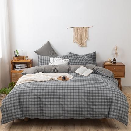 91家纺网 家纺一手货源 找家纺 ab家纺 2022新款全棉水洗棉四件套 加州  灰