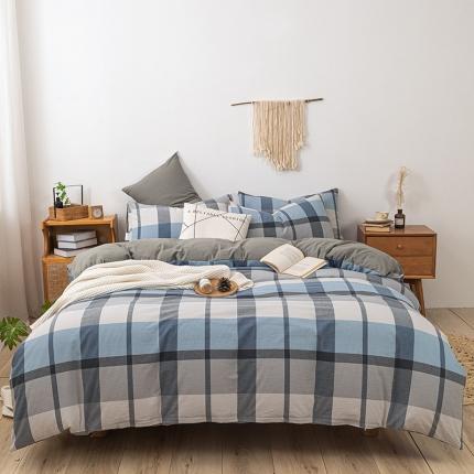 91家纺网 家纺一手货源 找家纺 ab家纺 2022新款全棉水洗棉四件套 梦田  兰