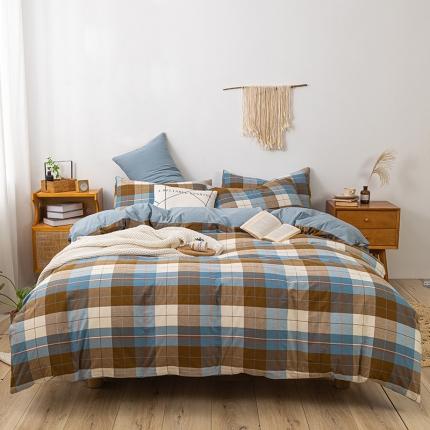 91家纺网 家纺一手货源 找家纺 ab家纺 2022新款全棉水洗棉四件套 乔伊  咖