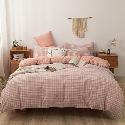 91家纺网 家纺一手货源 找家纺 ab家纺 2022新款全棉水洗棉四件套 寻梦  粉