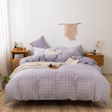 91家纺网 家纺一手货源 找家纺 ab家纺 2022新款全棉水洗棉四件套 寻梦  紫