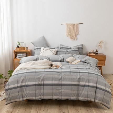 ab家纺 2022新款全棉水洗棉四件套 北辰 灰