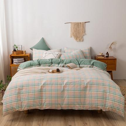 ab家纺 2022新款全棉水洗棉四件套 冰淇凌绿