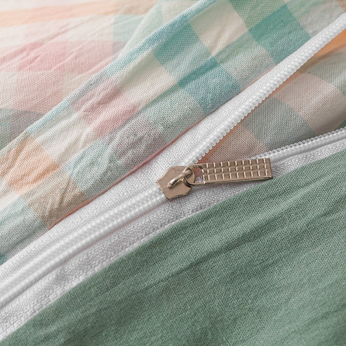 91家纺网 家纺一手货源 找家纺 ab家纺 2022新款全棉水洗棉四件套 冰淇凌绿