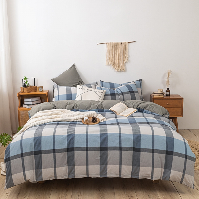 91家纺网 家纺一手货源 找家纺 ab家纺 2022新款全棉水洗棉四件套 梦田  兰