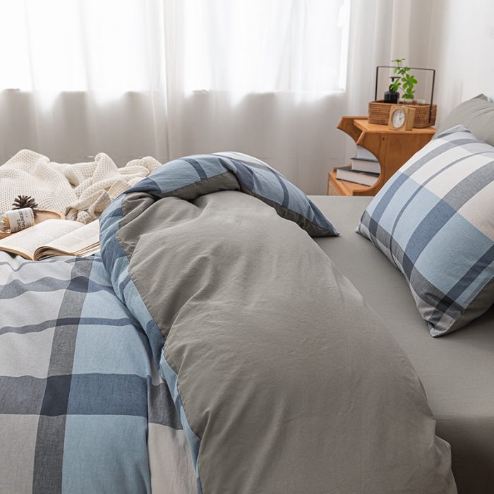 91家纺网 家纺一手货源 找家纺 ab家纺 2022新款全棉水洗棉四件套 梦田  兰