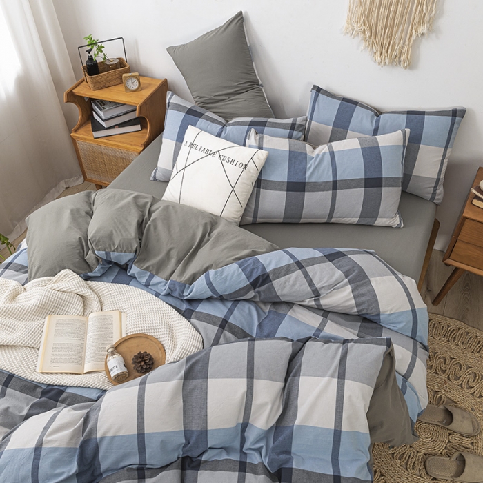 91家纺网 家纺一手货源 找家纺 ab家纺 2022新款全棉水洗棉四件套 梦田  兰