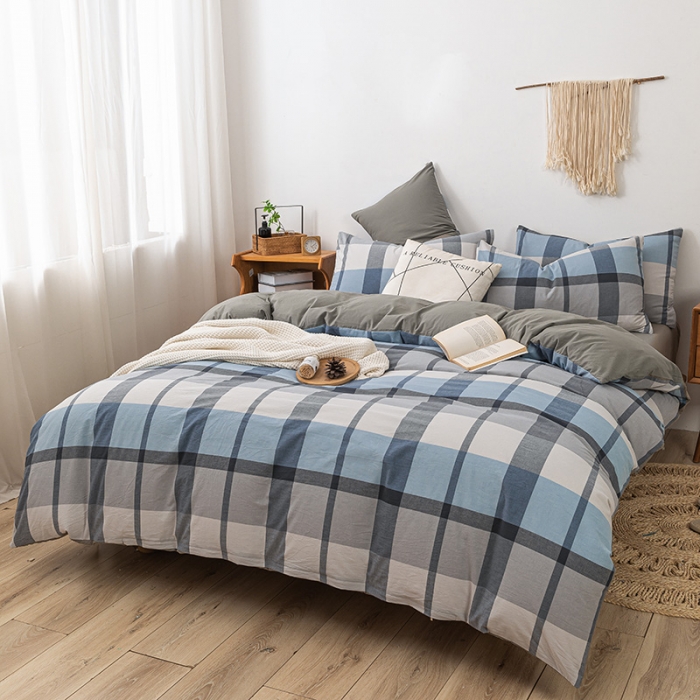 91家纺网 家纺一手货源 找家纺 ab家纺 2022新款全棉水洗棉四件套 梦田  兰