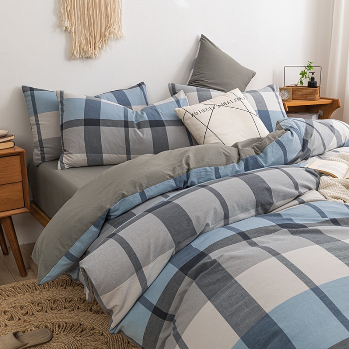 91家纺网 家纺一手货源 找家纺 ab家纺 2022新款全棉水洗棉四件套 梦田  兰