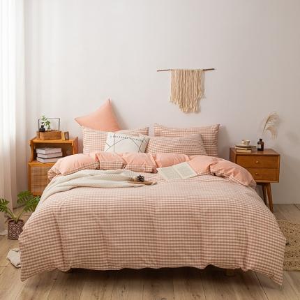 ab家纺 2022新款全棉水洗棉四件套 蜜粉格