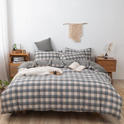 ab家纺 2022新款全棉水洗棉四件套 乔南  灰