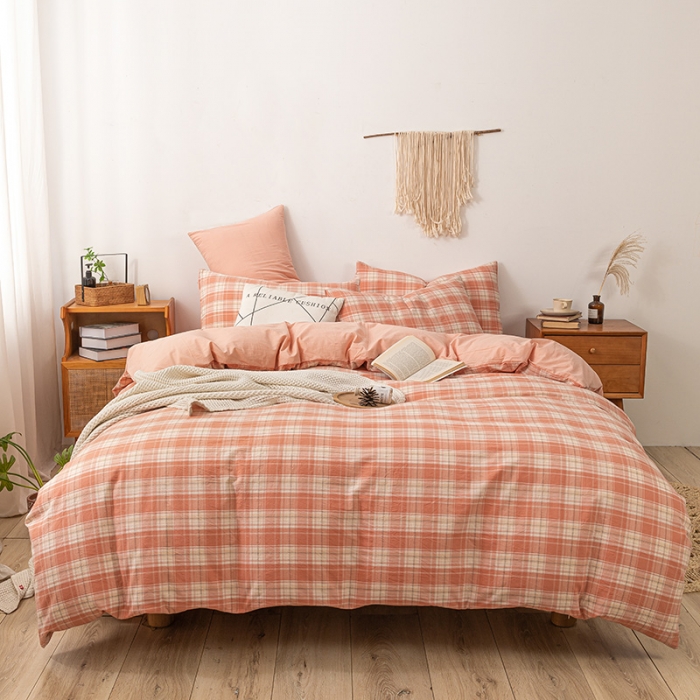 91家纺网 家纺一手货源 找家纺 ab家纺 2022新款全棉水洗棉四件套 乔南  桔