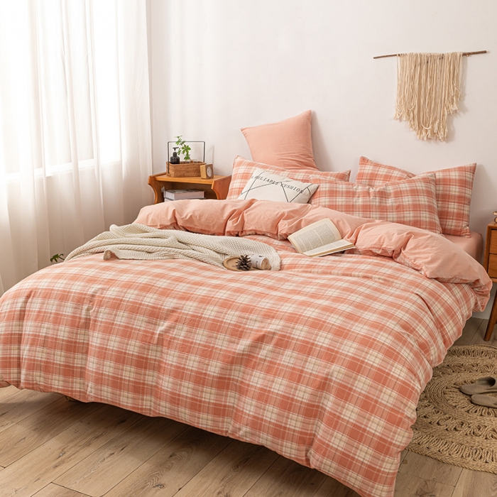 91家纺网 家纺一手货源 找家纺 ab家纺 2022新款全棉水洗棉四件套 乔南  桔