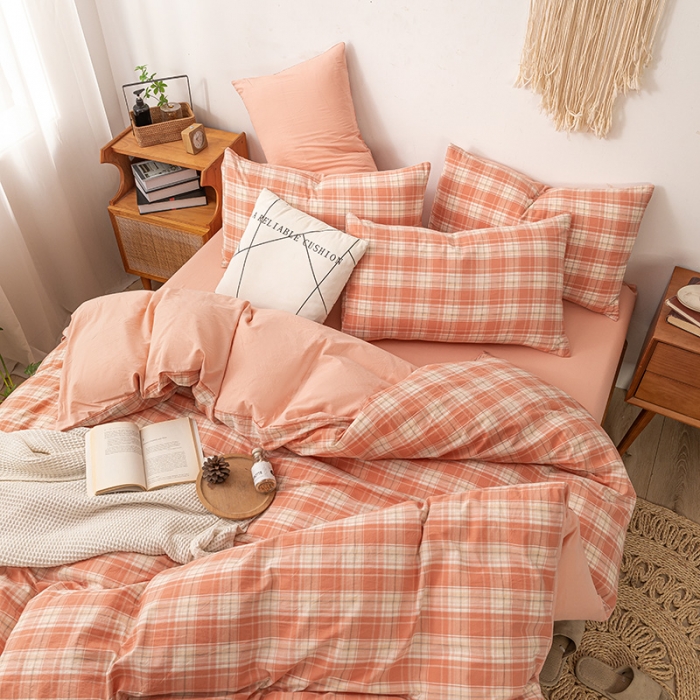 91家纺网 家纺一手货源 找家纺 ab家纺 2022新款全棉水洗棉四件套 乔南  桔