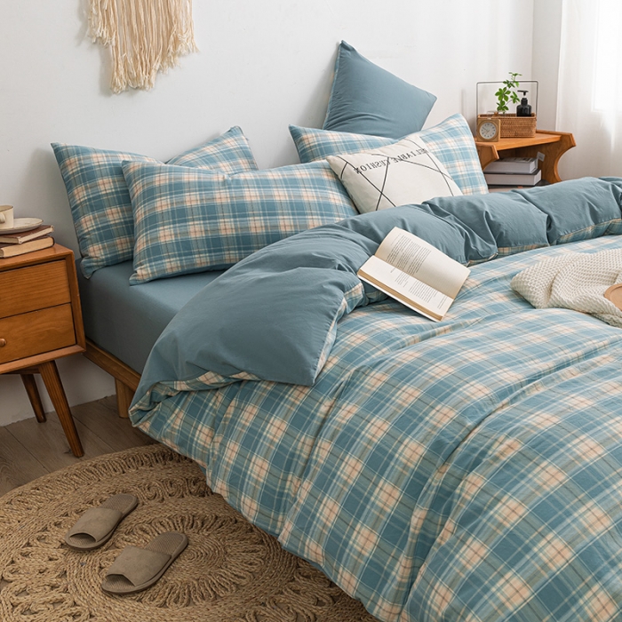 91家纺网 家纺一手货源 找家纺 ab家纺 2022新款全棉水洗棉四件套 乔南  兰