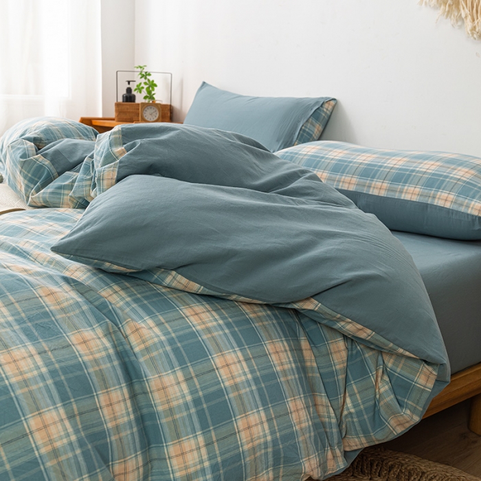 91家纺网 家纺一手货源 找家纺 ab家纺 2022新款全棉水洗棉四件套 乔南  兰