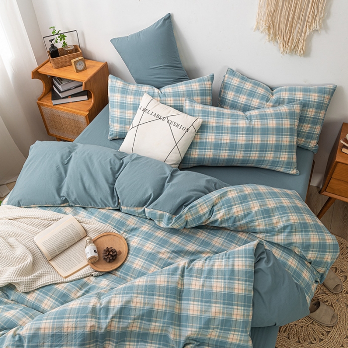 91家纺网 家纺一手货源 找家纺 ab家纺 2022新款全棉水洗棉四件套 乔南  兰