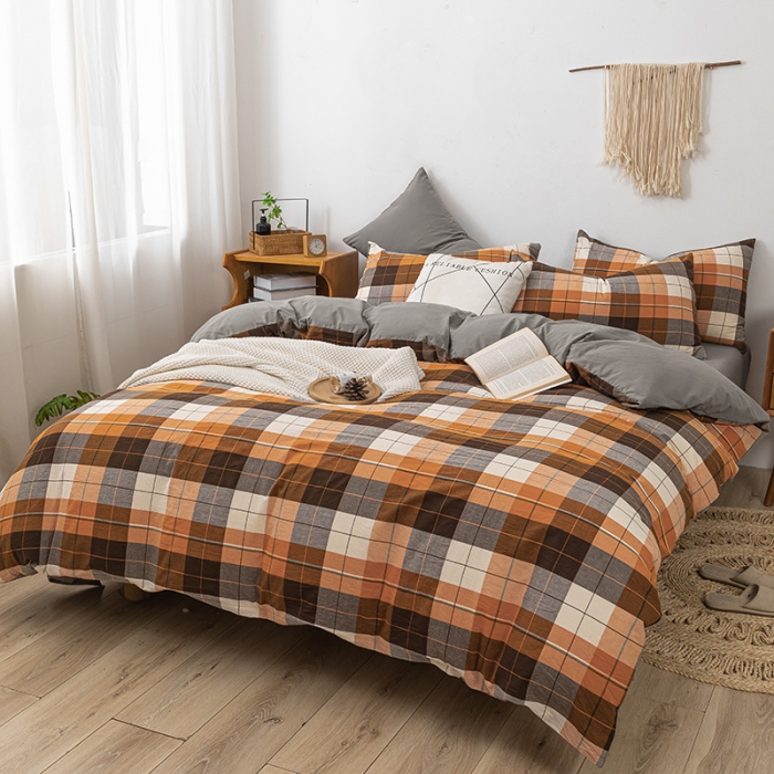 91家纺网 家纺一手货源 找家纺 ab家纺 2022新款全棉水洗棉四件套 乔伊   桔