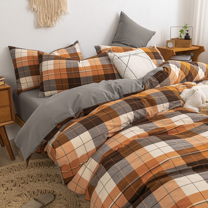 91家纺网 家纺一手货源 找家纺 ab家纺 2022新款全棉水洗棉四件套 乔伊   桔