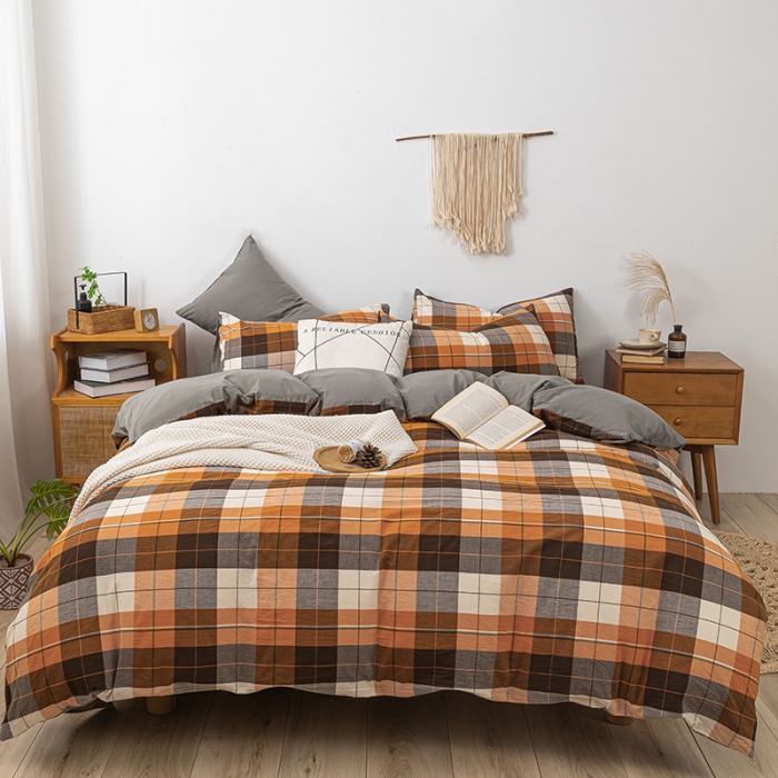 91家纺网 家纺一手货源 找家纺 ab家纺 2022新款全棉水洗棉四件套 乔伊   桔