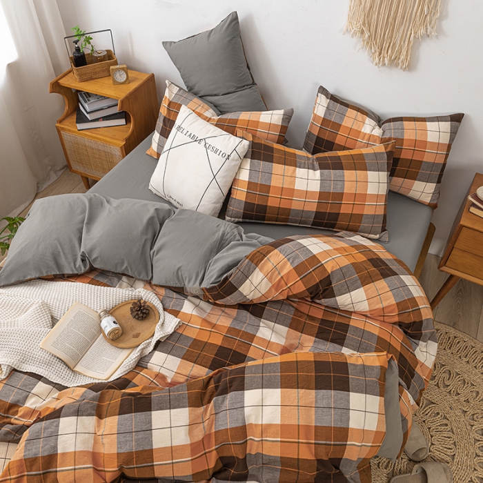 91家纺网 家纺一手货源 找家纺 ab家纺 2022新款全棉水洗棉四件套 乔伊   桔