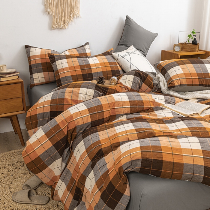 91家纺网 家纺一手货源 找家纺 ab家纺 2022新款全棉水洗棉四件套 乔伊   桔