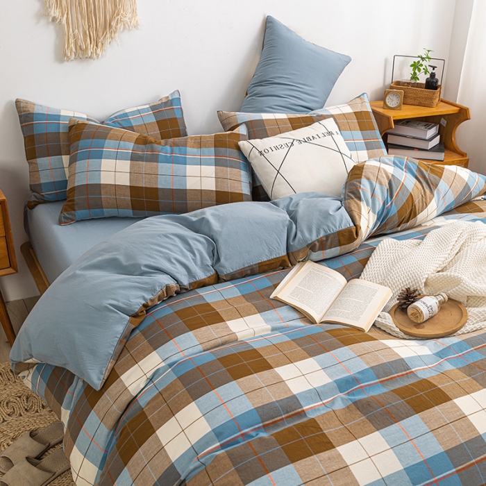 91家纺网 家纺一手货源 找家纺 ab家纺 2022新款全棉水洗棉四件套 乔伊  咖