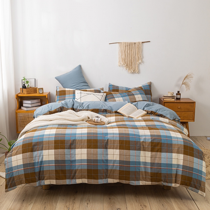 91家纺网 家纺一手货源 找家纺 ab家纺 2022新款全棉水洗棉四件套 乔伊  咖