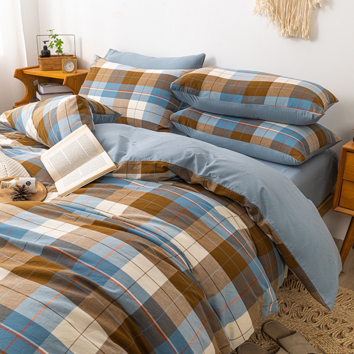 91家纺网 家纺一手货源 找家纺 ab家纺 2022新款全棉水洗棉四件套 乔伊  咖