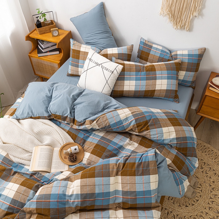 91家纺网 家纺一手货源 找家纺 ab家纺 2022新款全棉水洗棉四件套 乔伊  咖