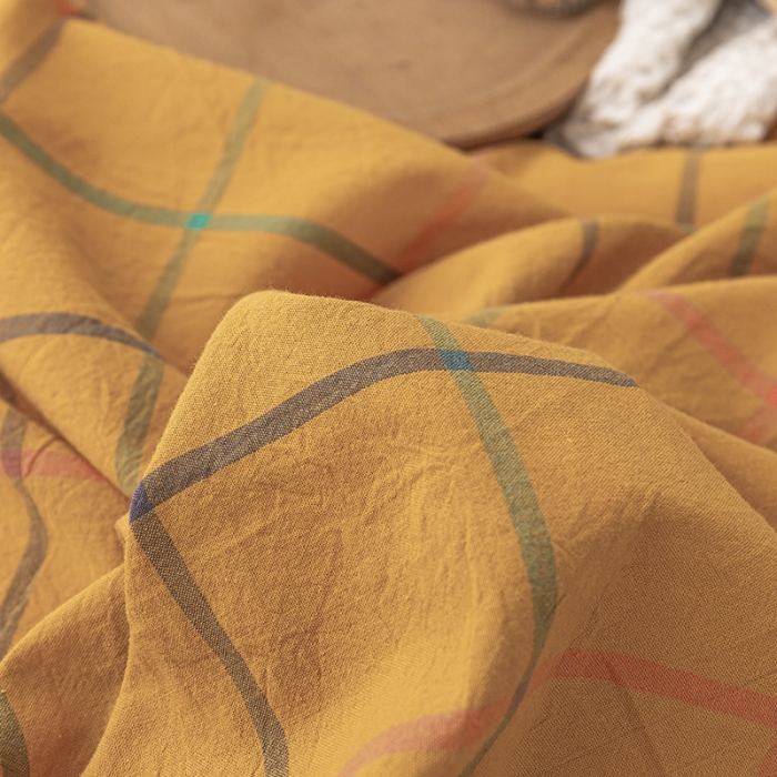 91家纺网 家纺一手货源 找家纺 ab家纺 2022新款全棉水洗棉四件套 维卡  姜黄