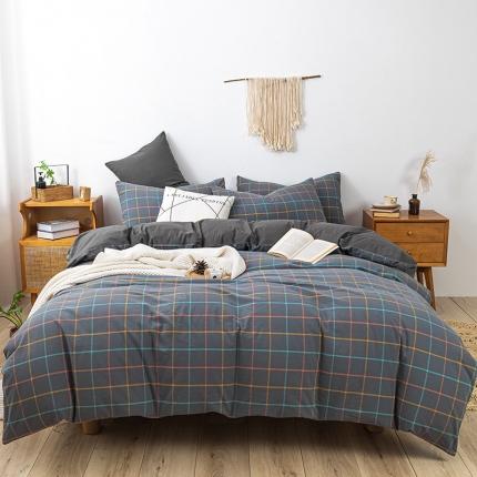 ab家纺 2022新款全棉水洗棉四件套 维卡  深灰