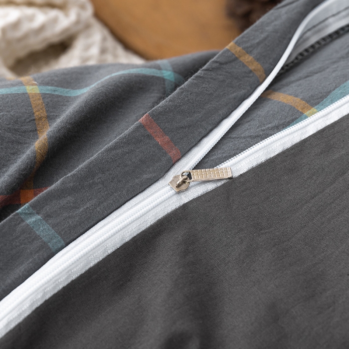 91家纺网 家纺一手货源 找家纺 ab家纺 2022新款全棉水洗棉四件套 维卡  深灰