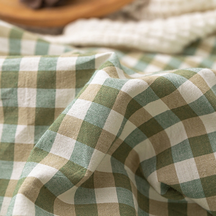 91家纺网 家纺一手货源 找家纺 ab家纺 2022新款全棉水洗棉四件套 小格  绿