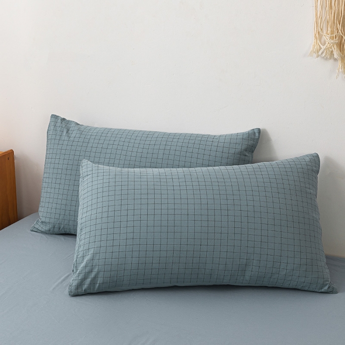 91家纺网 家纺一手货源 找家纺 ab家纺 2022新款全棉水洗棉四件套 小资生活  蓝灰