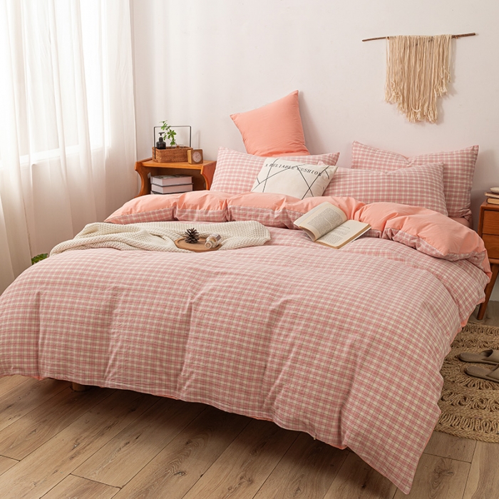 91家纺网 家纺一手货源 找家纺 ab家纺 2022新款全棉水洗棉四件套 寻梦  粉