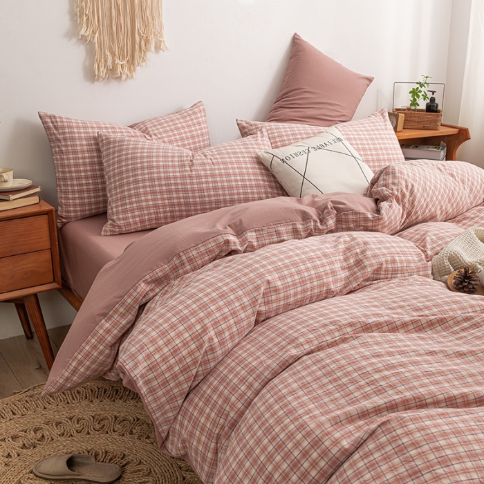 91家纺网 家纺一手货源 找家纺 ab家纺 2022新款全棉水洗棉四件套 寻梦  咖