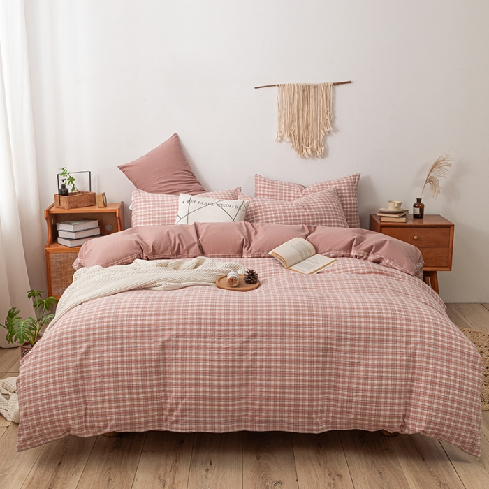 91家纺网 家纺一手货源 找家纺 ab家纺 2022新款全棉水洗棉四件套 寻梦  咖