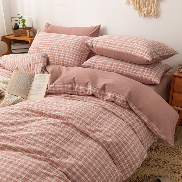 91家纺网 家纺一手货源 找家纺 ab家纺 2022新款全棉水洗棉四件套 寻梦  咖