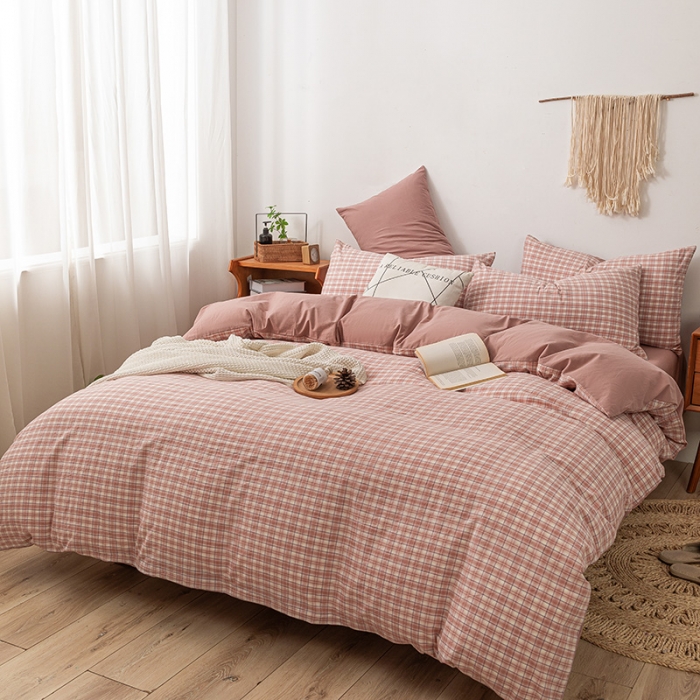 91家纺网 家纺一手货源 找家纺 ab家纺 2022新款全棉水洗棉四件套 寻梦  咖