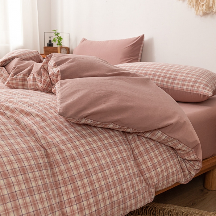 91家纺网 家纺一手货源 找家纺 ab家纺 2022新款全棉水洗棉四件套 寻梦  咖